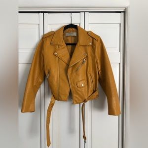 Zara Yellow Faux Leather Jacket